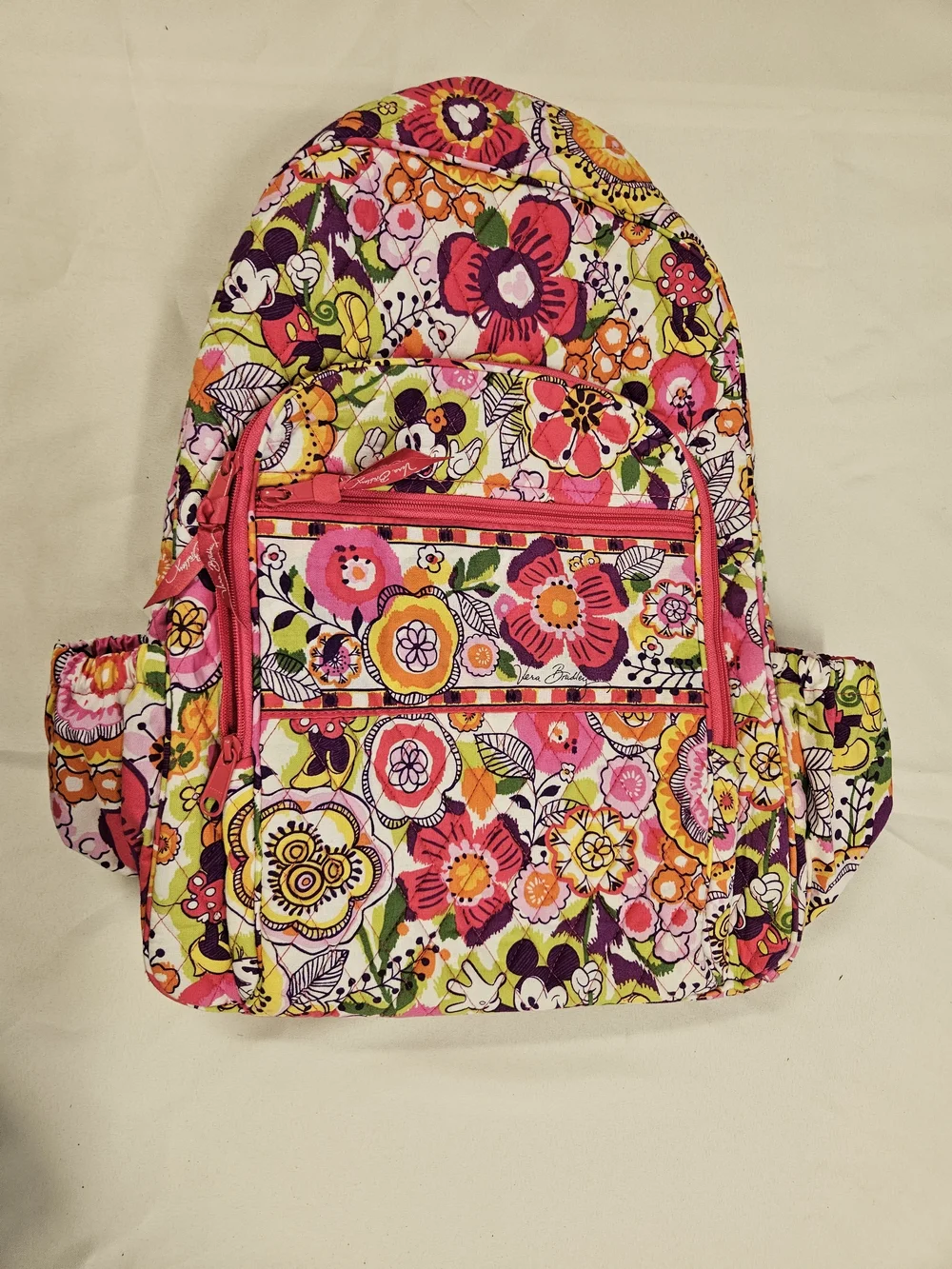 Disney Vera Bradley Campus Backpack Bouncing Bouquet Mickey Minnie Pink Floral